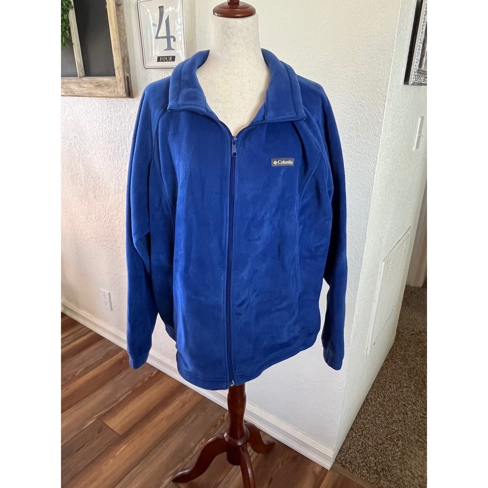 Columbia Fleece Jacket Womens 3X Royal Blue Full Zip Soft Outdoor Sweater Coat